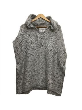 POINT Zero knit shrug poncho hoodie cardigan oversized grey white Large